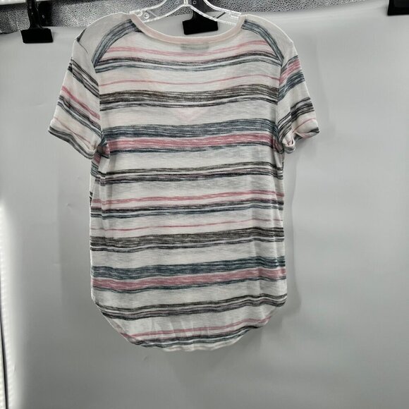Final Touch Women's V-Neck Short Sleeve Multicolored Striped Top Size Small - Picture 5 of 8